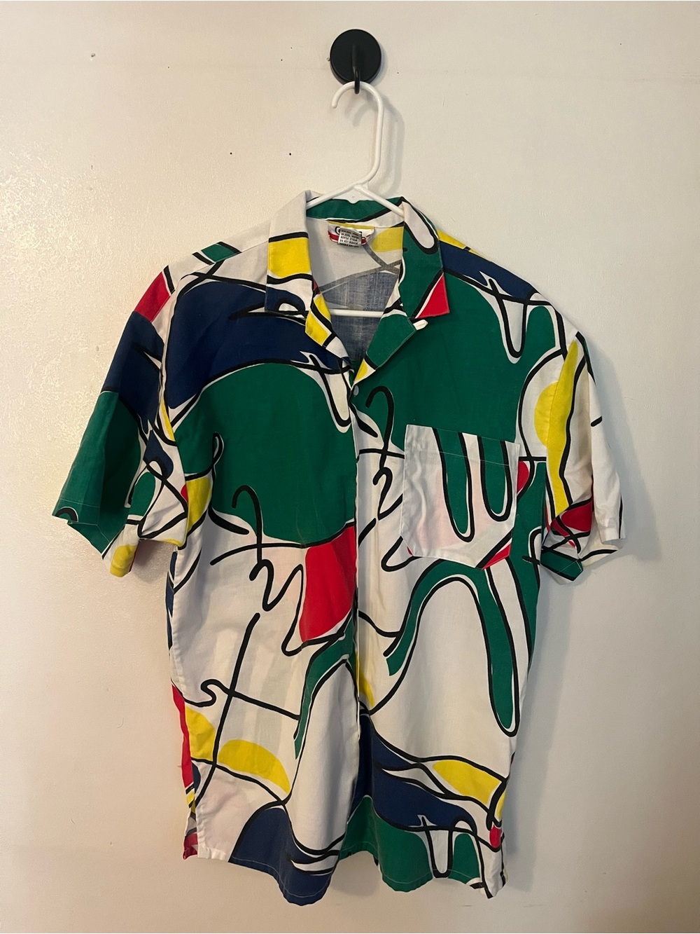 Abstract Print Short Sleeve Blouse - Green Multi